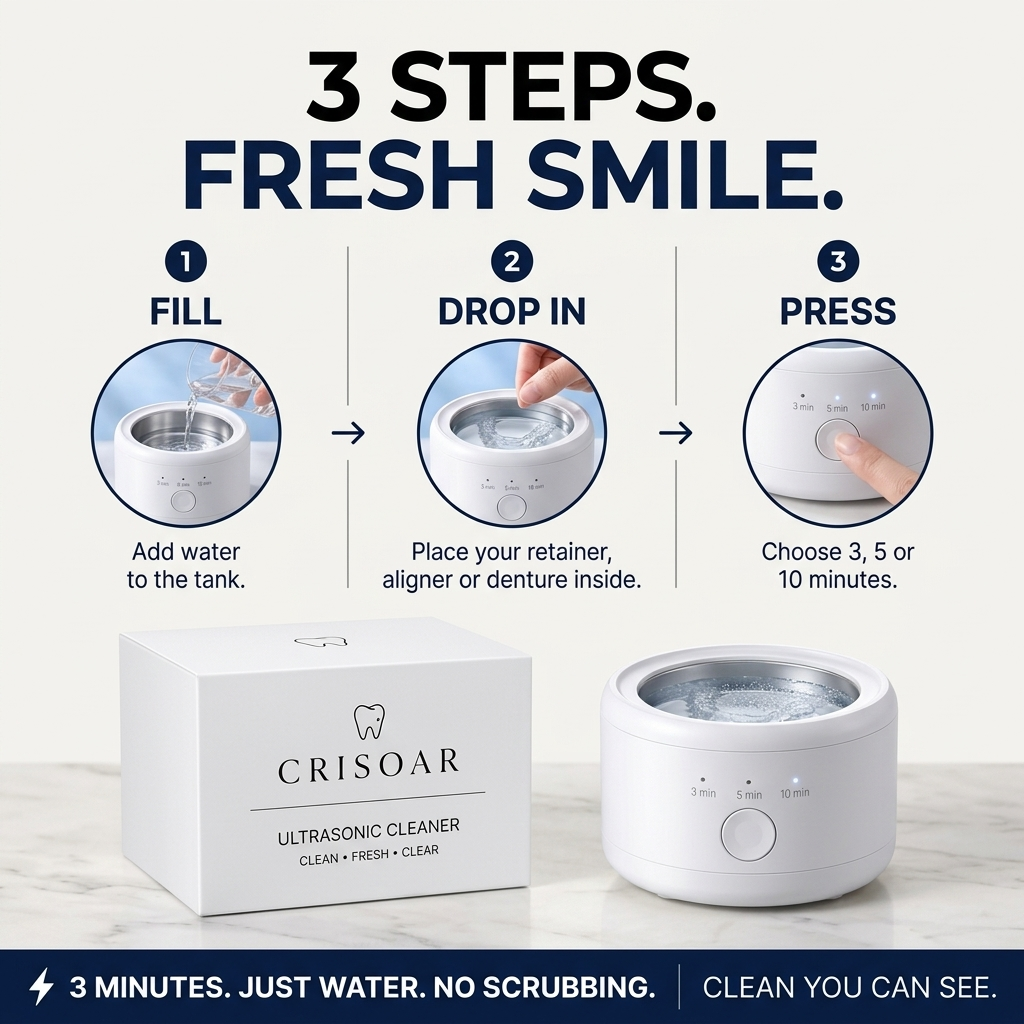 Crisoar Ultrasonic Retainer & Denture Cleaner